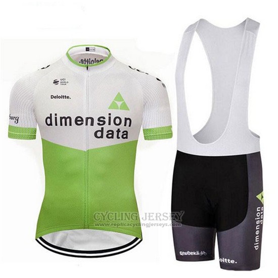 2018 Cycling Jersey Dimension Data White and Green Short Sleeve and Bib Short